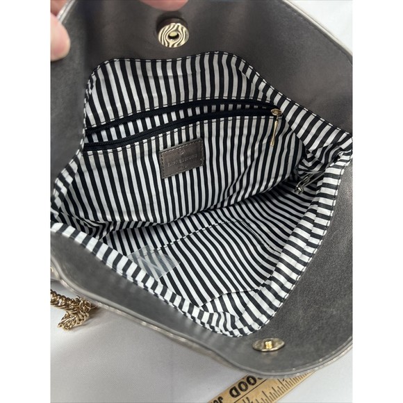 Expression Iridescent Silver￼ Purse Folds To Clutch Shoulder Bag Chain Magnet - Picture 6 of 8